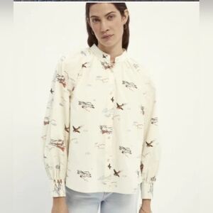 Scotch & Soda Maison Scotch Organic Cotton  Ecru Planes Button Down Blou…